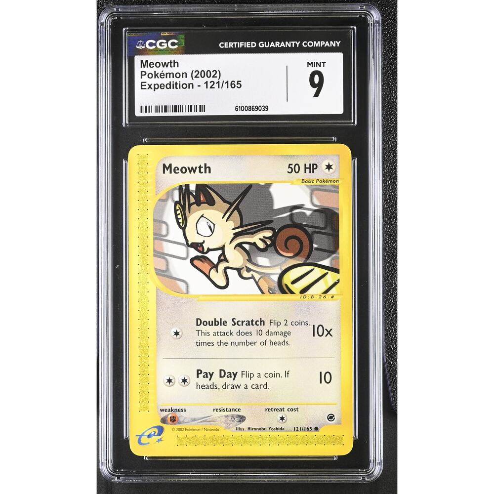 CGC 9 MINT Meowth 121/165 Pokémon Expedition 2002 Non Holo Graded Card (PSA)